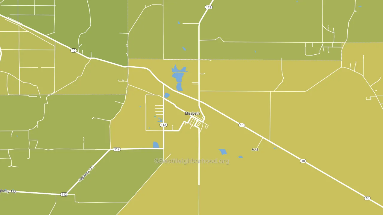 Elizabeth, LA block-group voter-turnout map