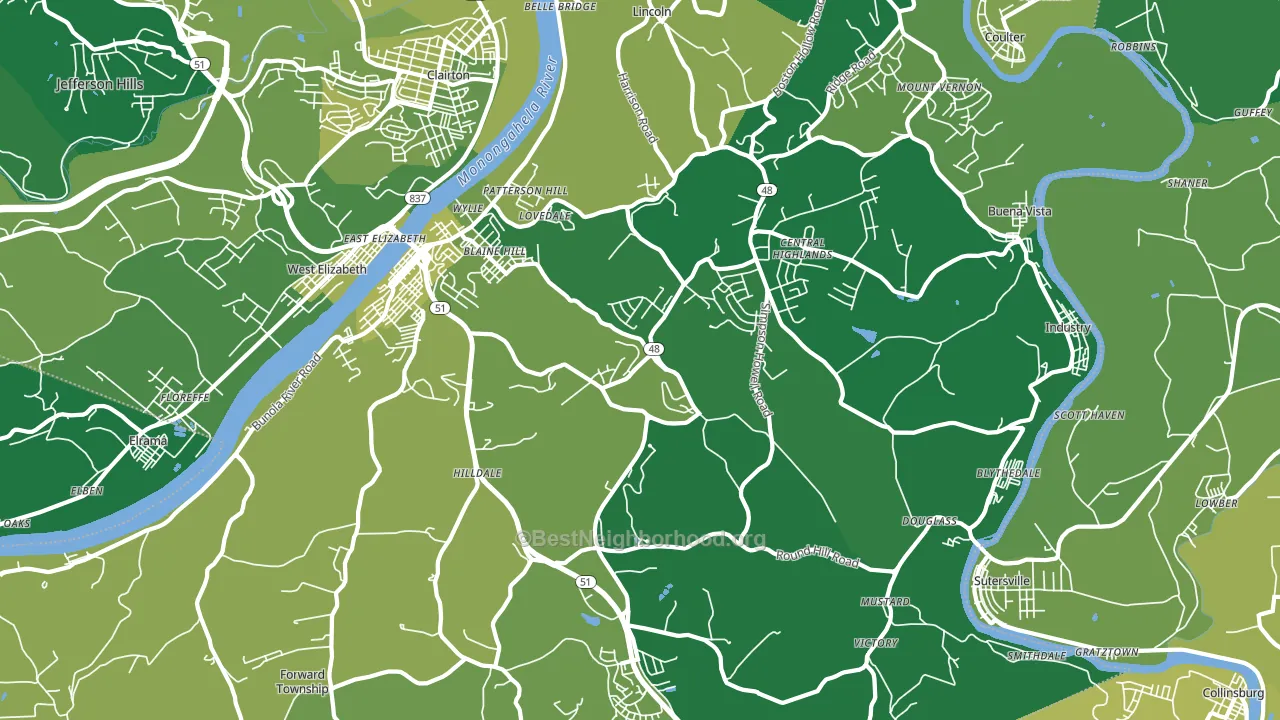Elizabeth, PA block-group voter-turnout map