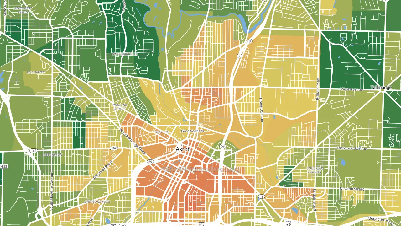 Elizabeth Park Valley, Akron, OH block-group voter-turnout map