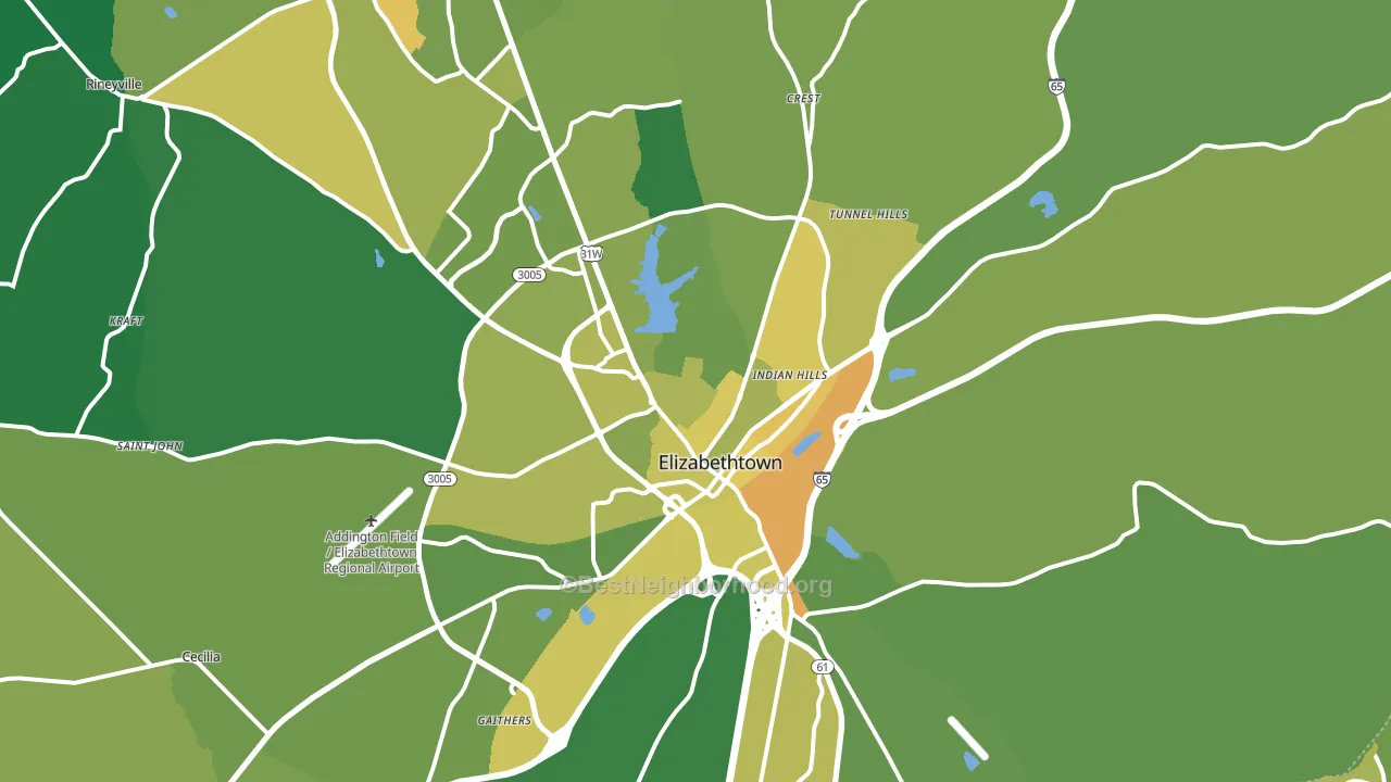 Elizabethtown, KY block-group voter-turnout map