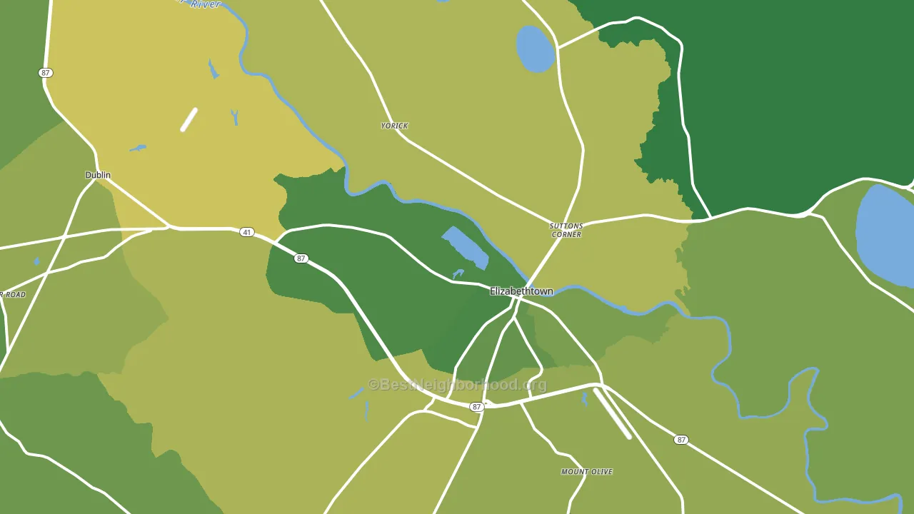 Elizabethtown, NC block-group voter-turnout map