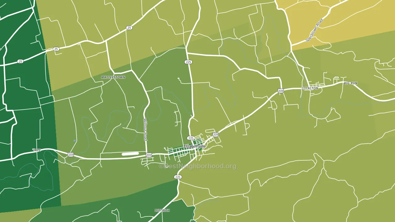 Elizabethville, PA block-group voter-turnout map