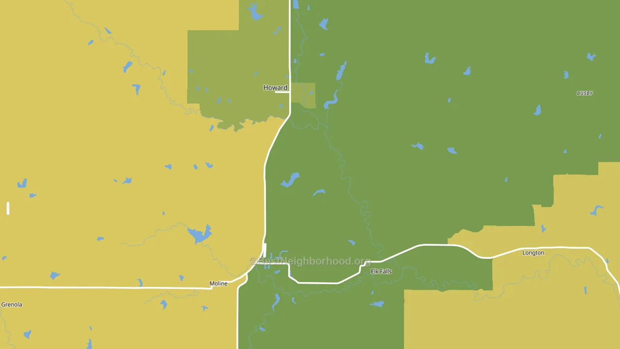 Elk County, KS block-group voter-turnout map
