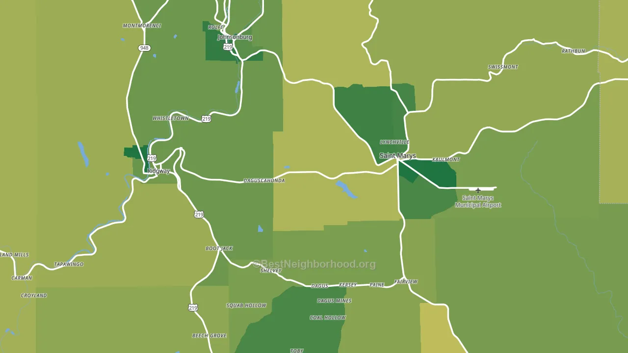 Elk County, PA block-group voter-turnout map