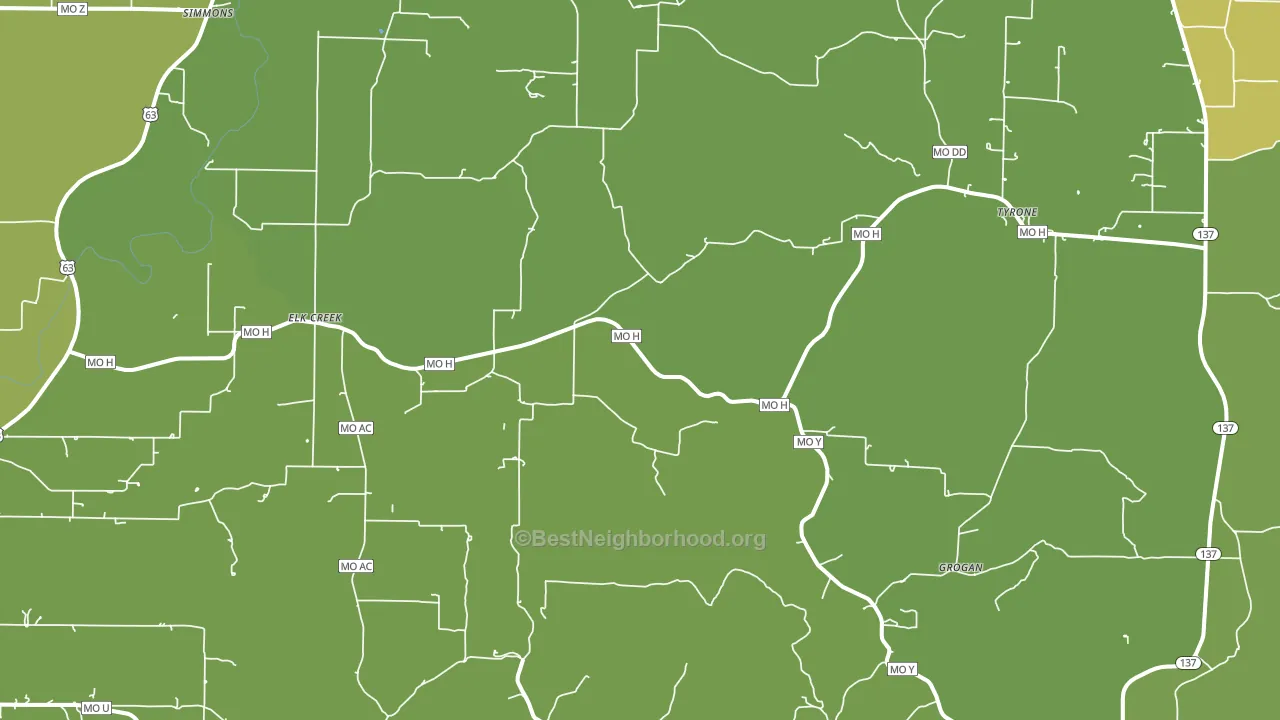 Elk Creek, MO block-group voter-turnout map
