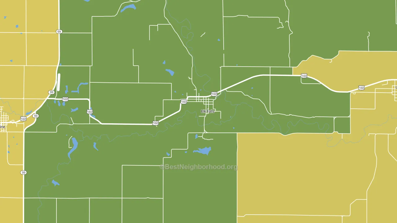 Elk Falls, KS block-group voter-turnout map