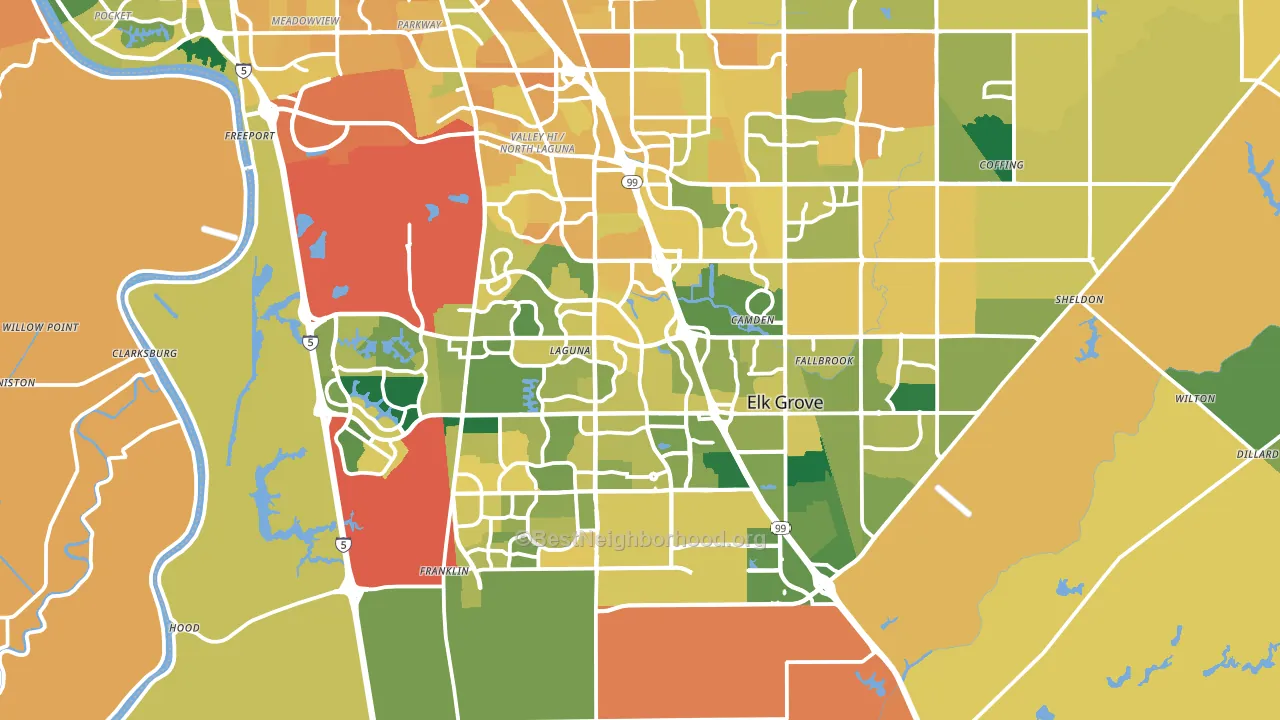 Elk Grove, CA block-group voter-turnout map