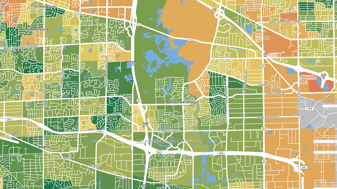 Elk Grove Village, IL block-group voter-turnout map