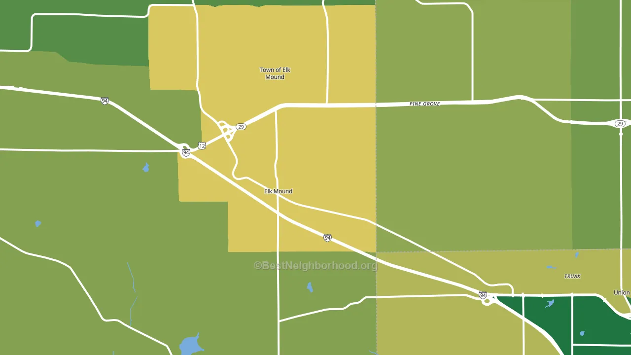 Elk Mound, WI block-group voter-turnout map