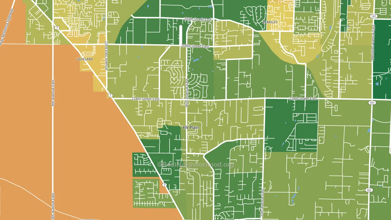 Elk Plain, Spanaway, WA block-group voter-turnout map