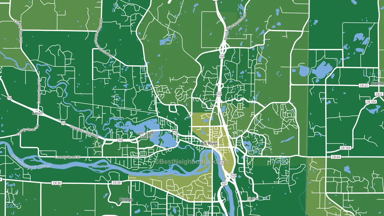 Elk River, MN block-group voter-turnout map