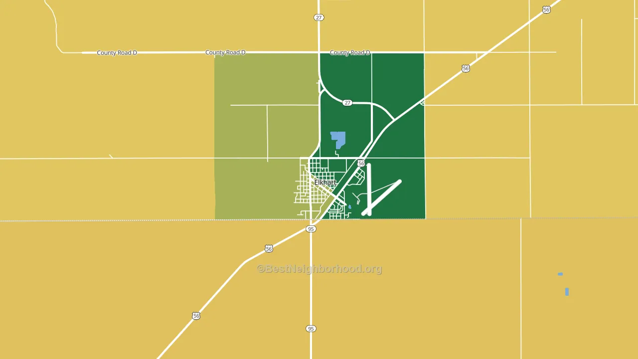 Elkhart, KS block-group voter-turnout map