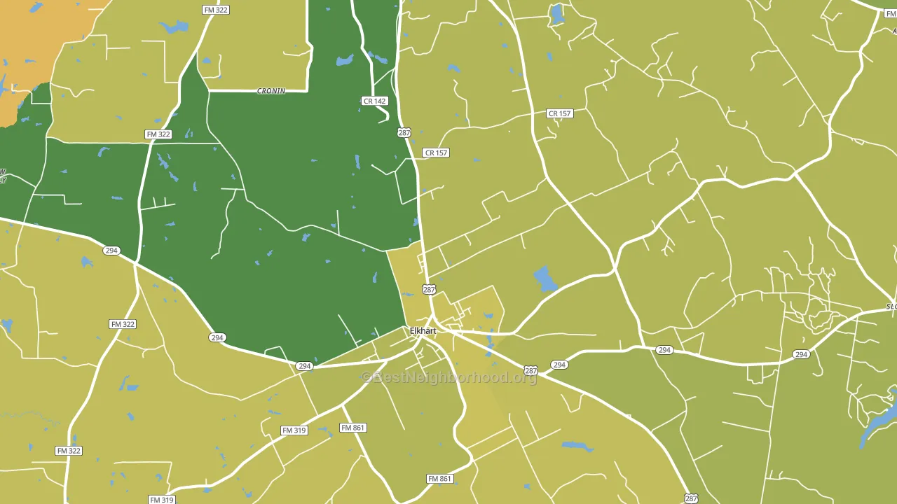 Elkhart, TX block-group voter-turnout map