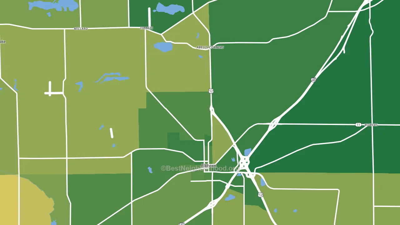 Elkhorn, WI block-group voter-turnout map