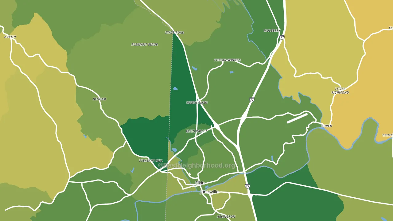 Elkin, NC block-group voter-turnout map