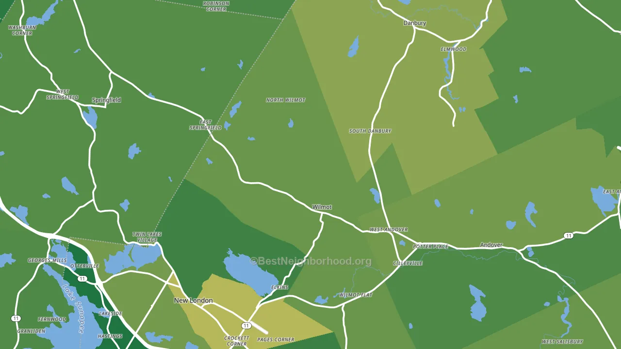 Elkins, NH block-group voter-turnout map