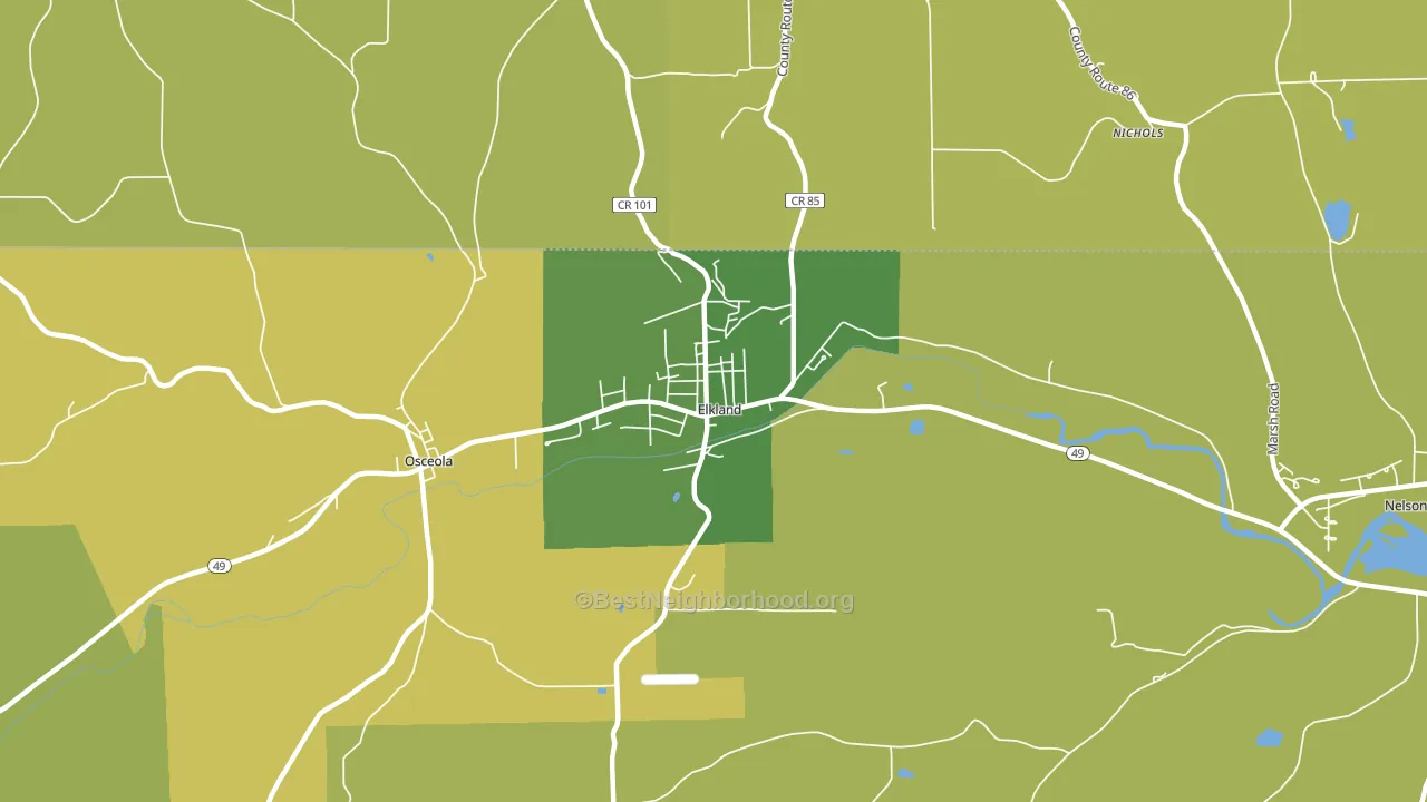 Elkland, PA block-group voter-turnout map