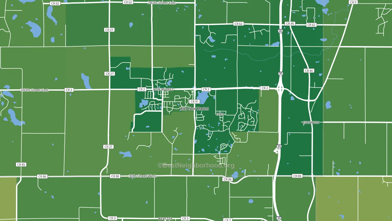 Elko New Market, MN block-group voter-turnout map