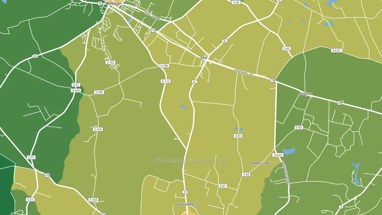 Elko, SC block-group voter-turnout map