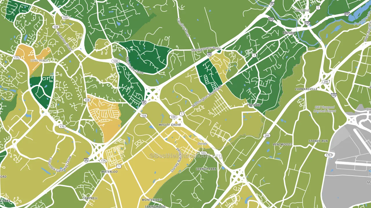 Elkridge, MD block-group voter-turnout map