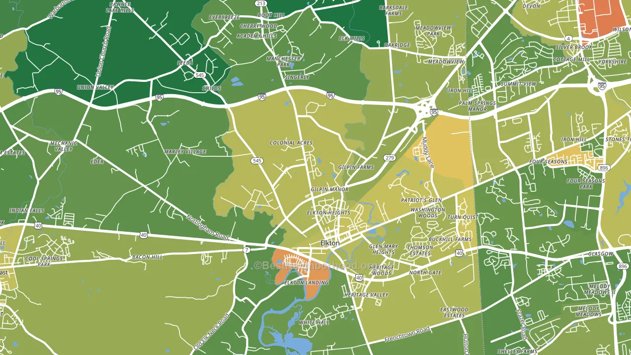 Elkton, MD block-group voter-turnout map