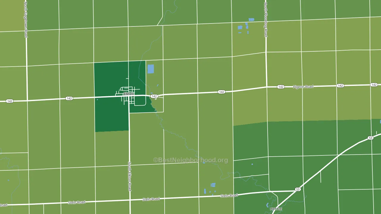 Elkton, MI block-group voter-turnout map