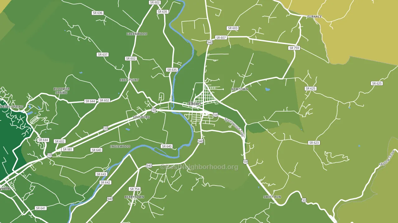 Elkton, VA block-group voter-turnout map