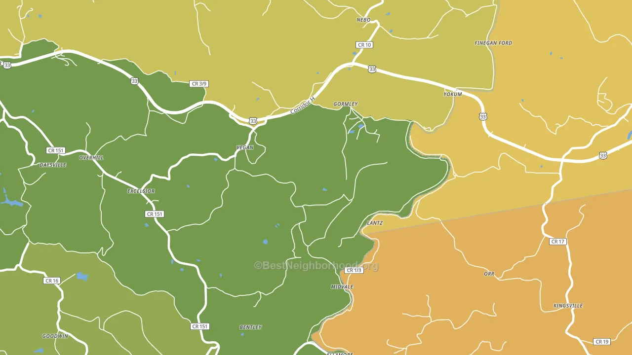 Ellamore, WV block-group voter-turnout map