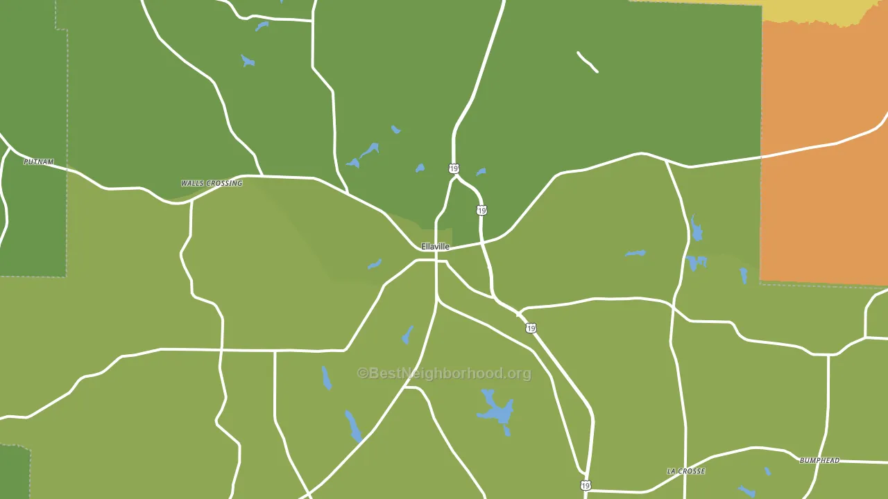 Ellaville, GA block-group voter-turnout map