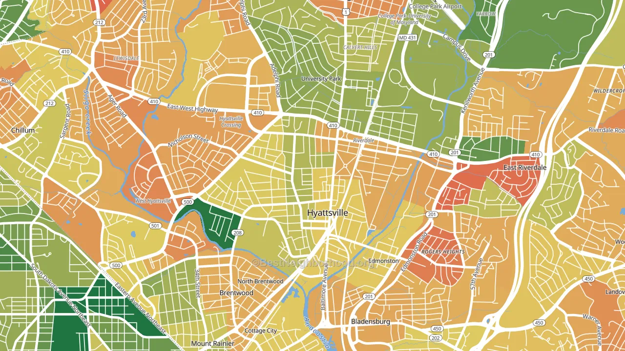 Ellaville, Hyattsville, MD block-group voter-turnout map