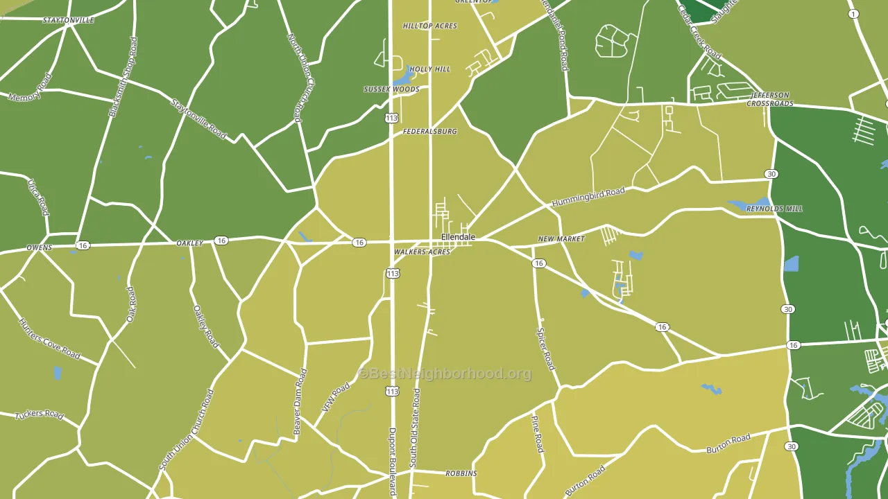 Ellendale, DE block-group voter-turnout map