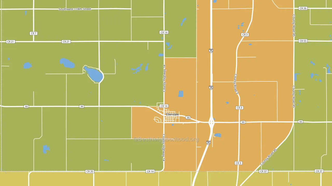 Ellendale, MN block-group voter-turnout map