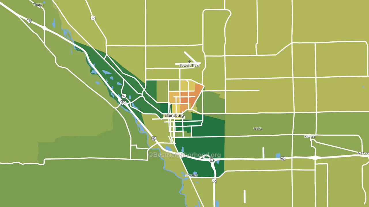 Ellensburg, WA block-group voter-turnout map