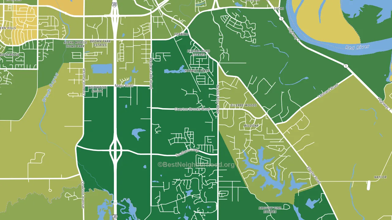 Ellerbee Woods, Shreveport, LA block-group voter-turnout map
