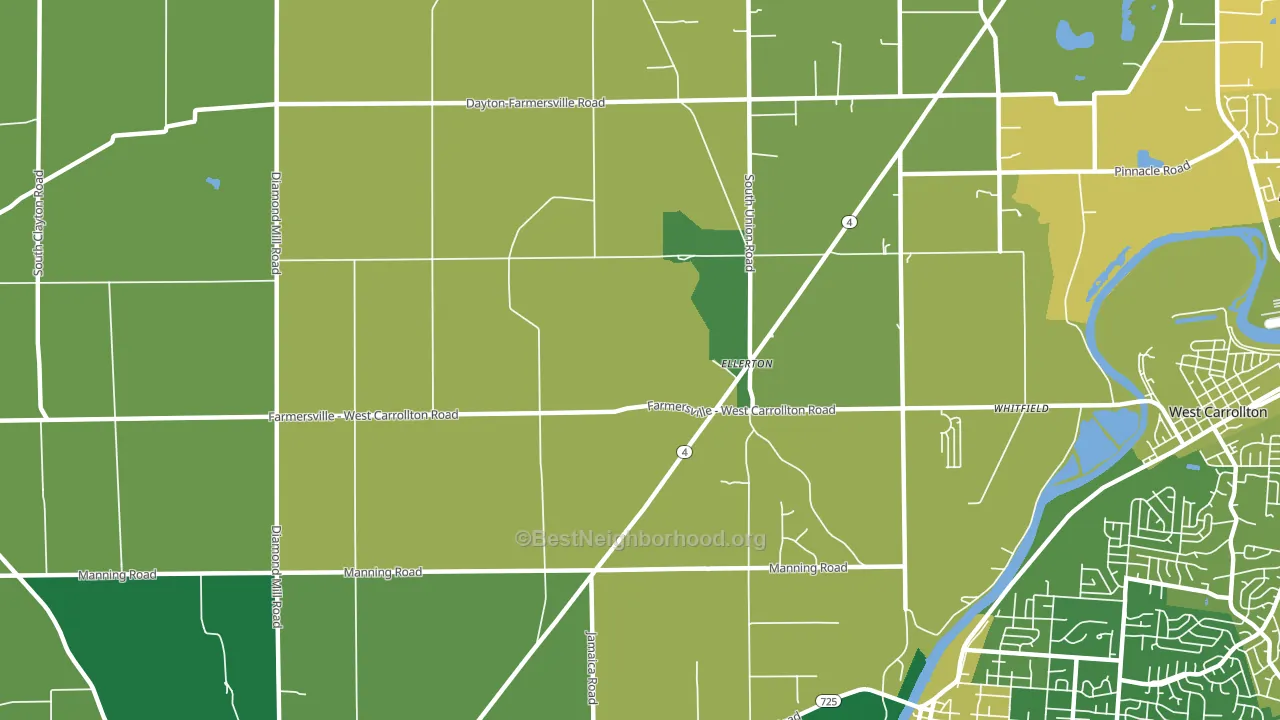 Ellerton, OH block-group voter-turnout map
