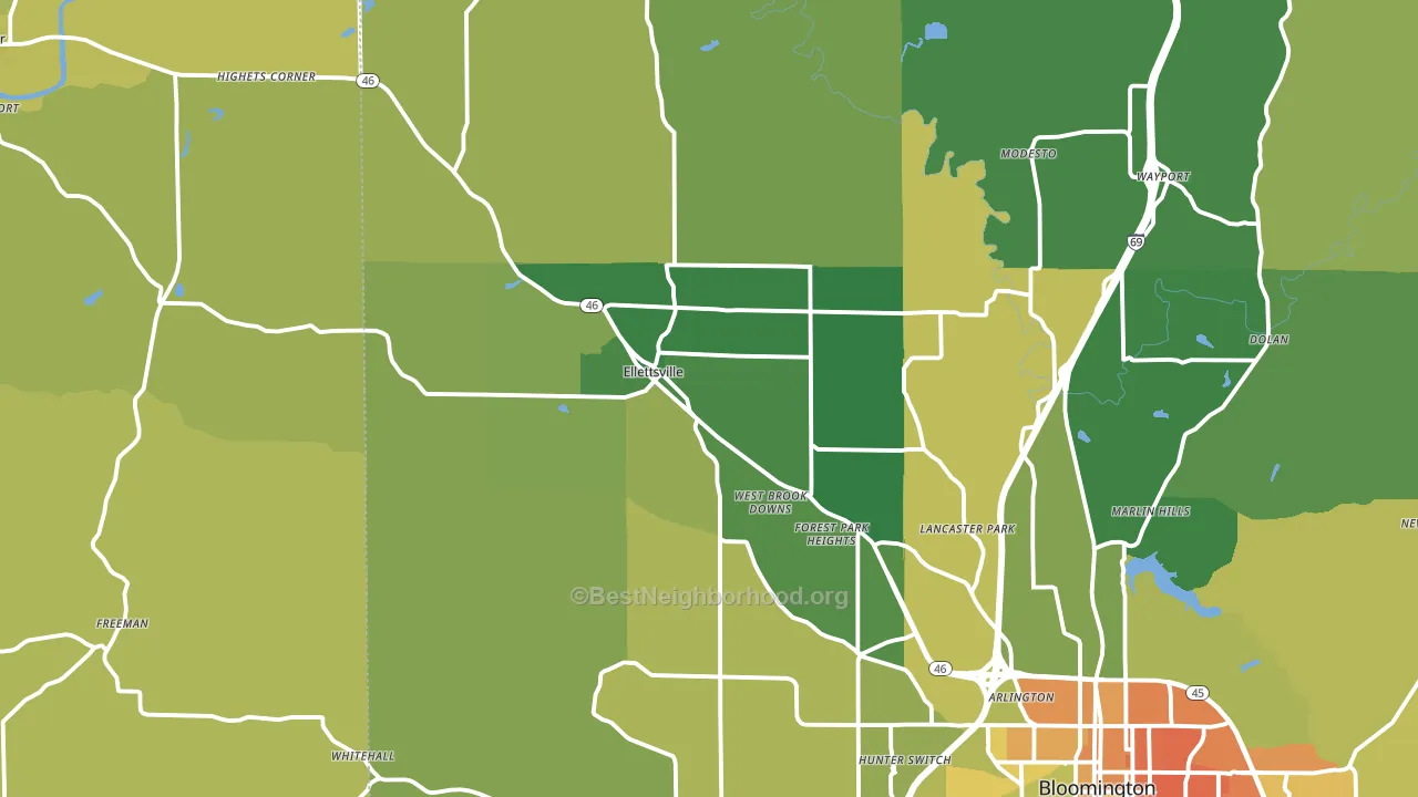 Ellettsville, IN block-group voter-turnout map