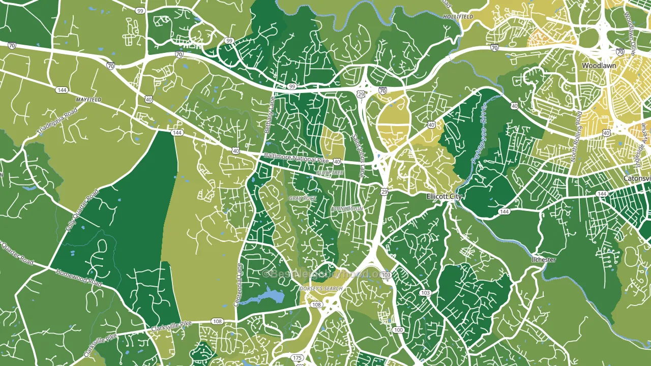 Ellicott City, MD block-group voter-turnout map