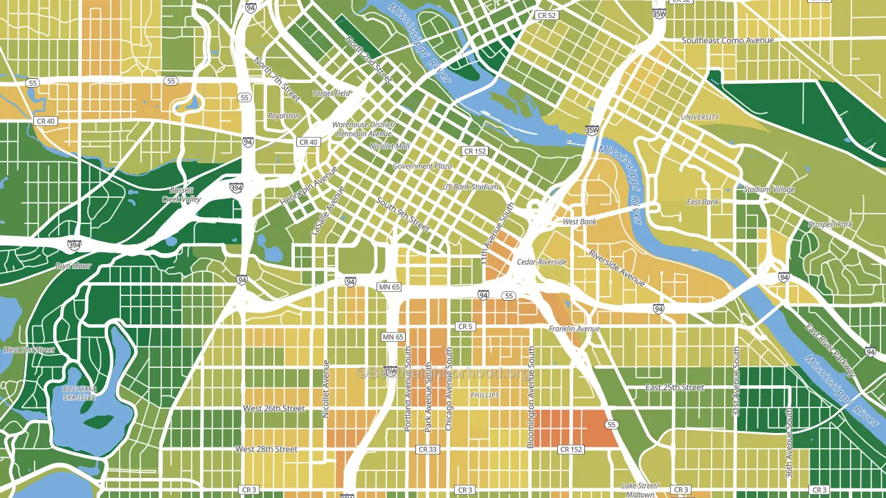 Elliot Park, Minneapolis, MN block-group voter-turnout map