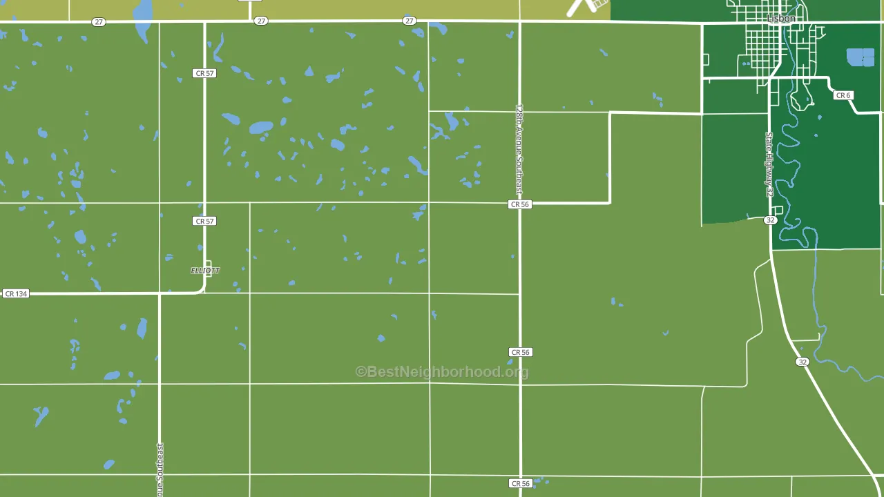 Elliott, ND block-group voter-turnout map