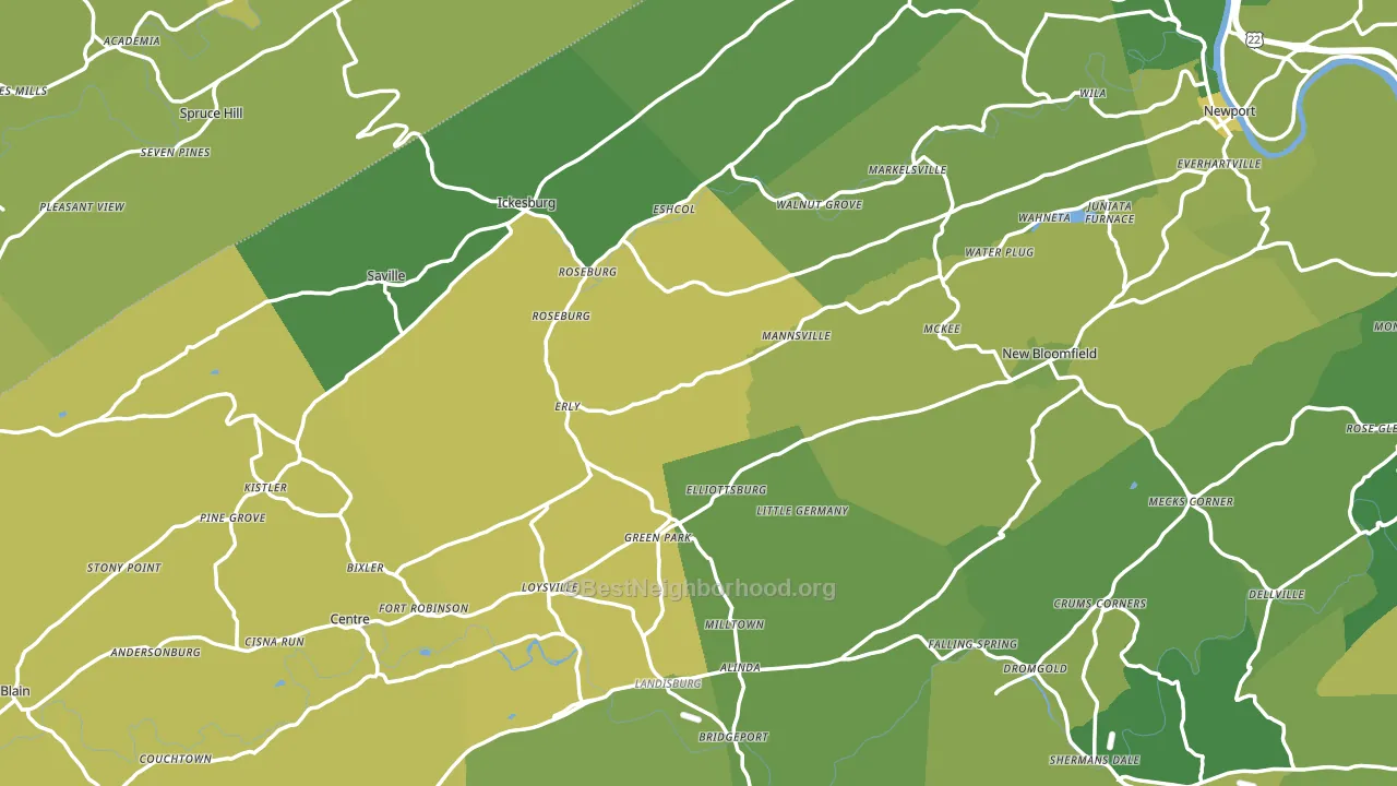 Elliottsburg, PA block-group voter-turnout map