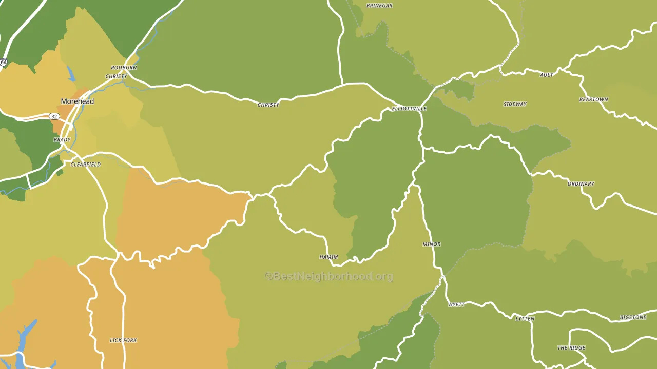 Elliottville, KY block-group voter-turnout map