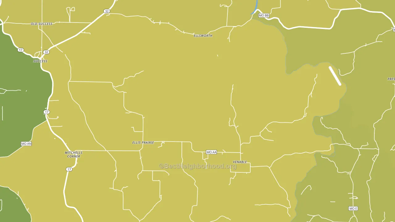 Ellis Prairie, MO block-group voter-turnout map