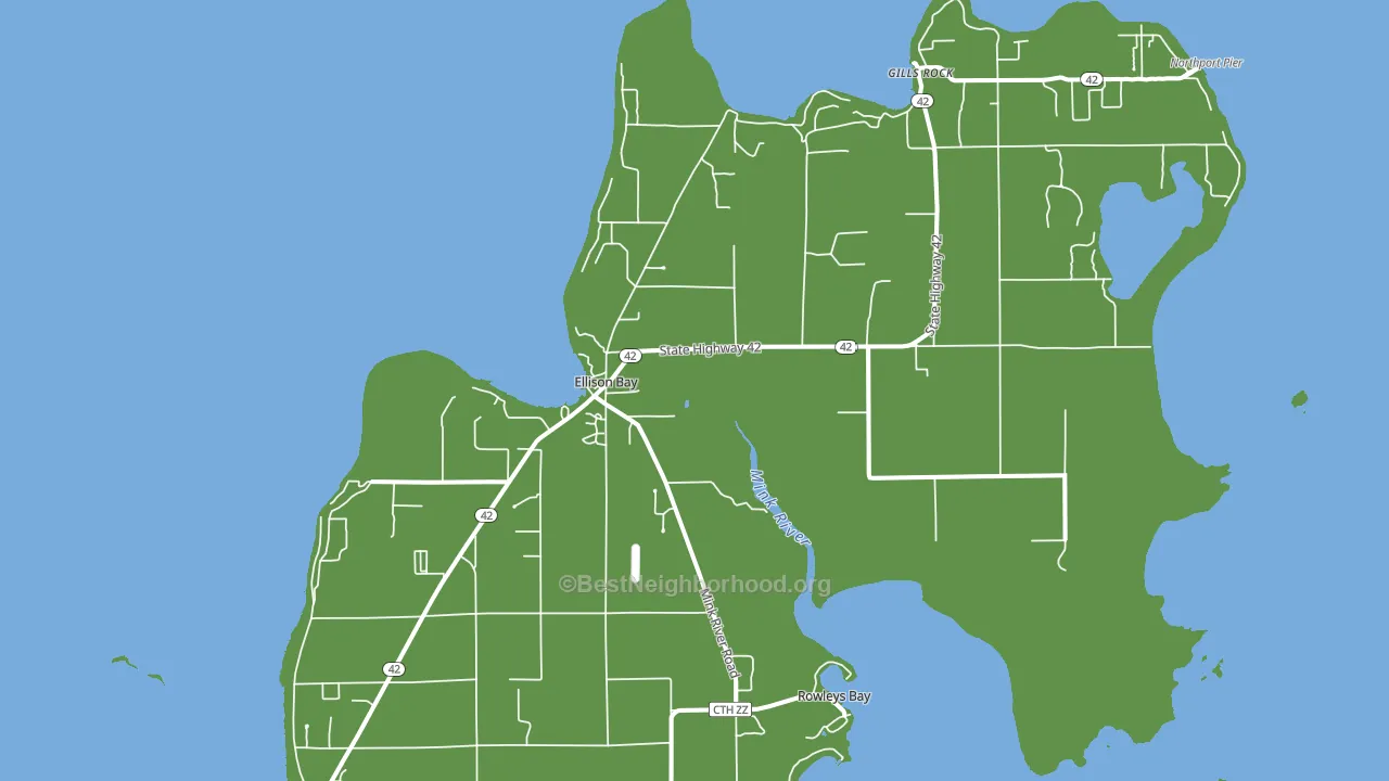 Ellison Bay, WI block-group voter-turnout map