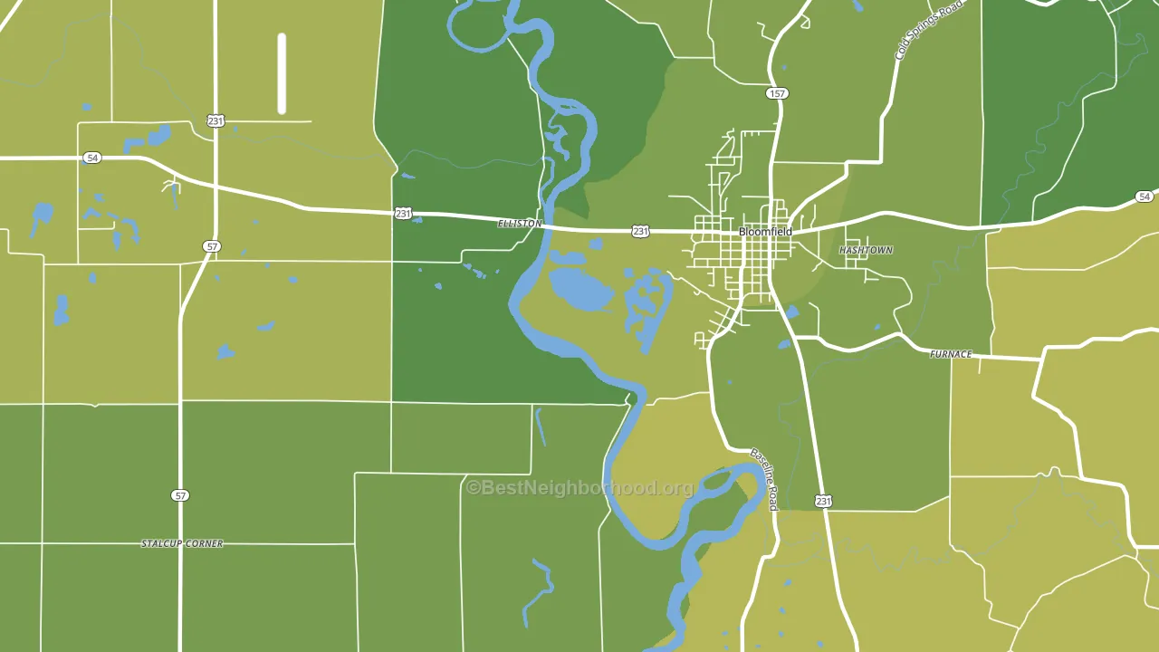 Elliston, IN block-group voter-turnout map