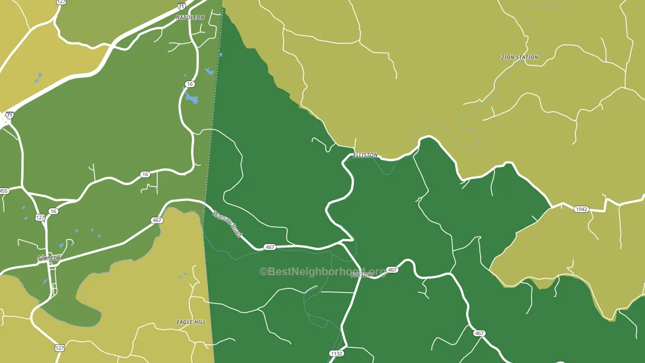 Elliston, KY block-group voter-turnout map