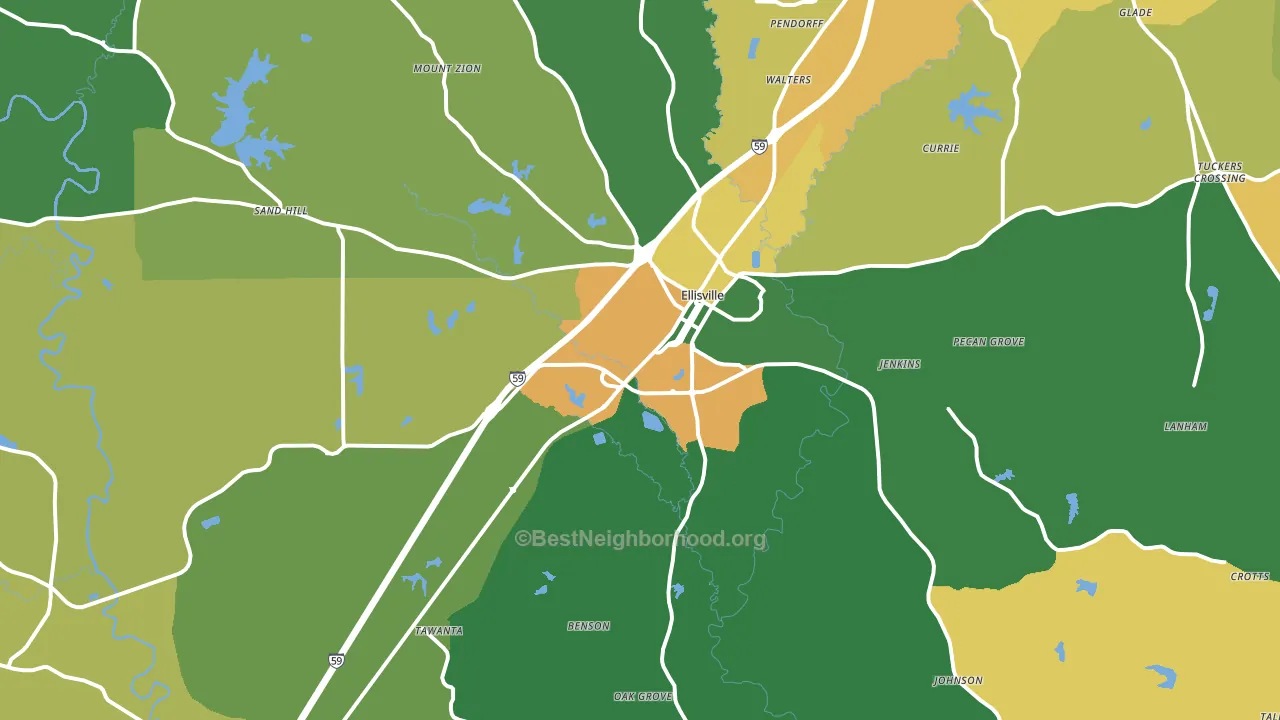 Ellisville, MS block-group voter-turnout map