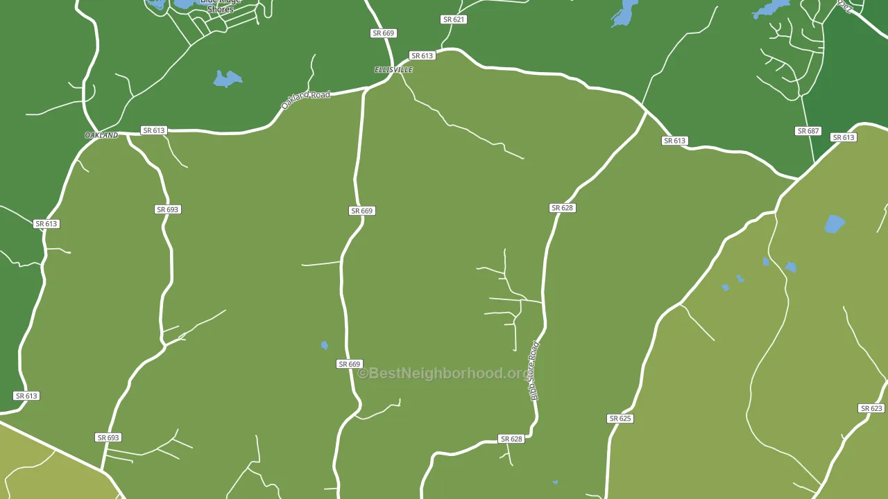 Ellisville, VA block-group voter-turnout map