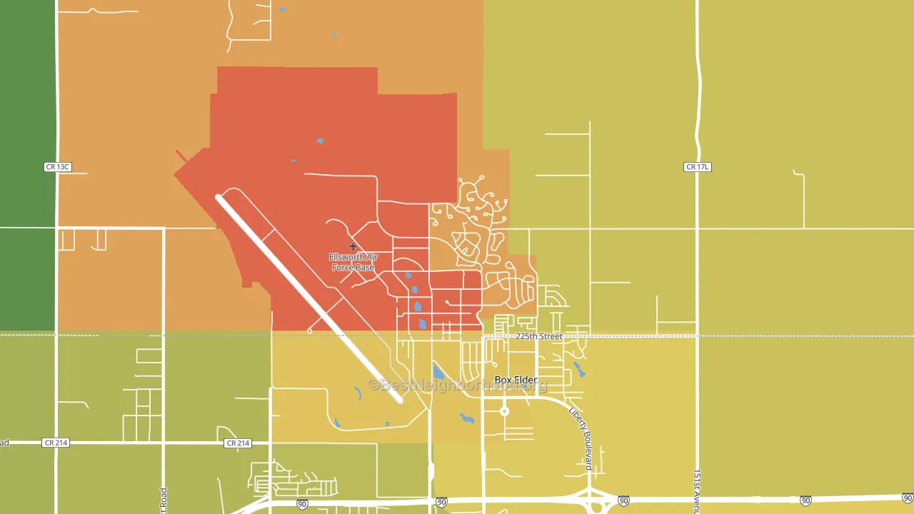 Ellsworth Afb, SD block-group voter-turnout map