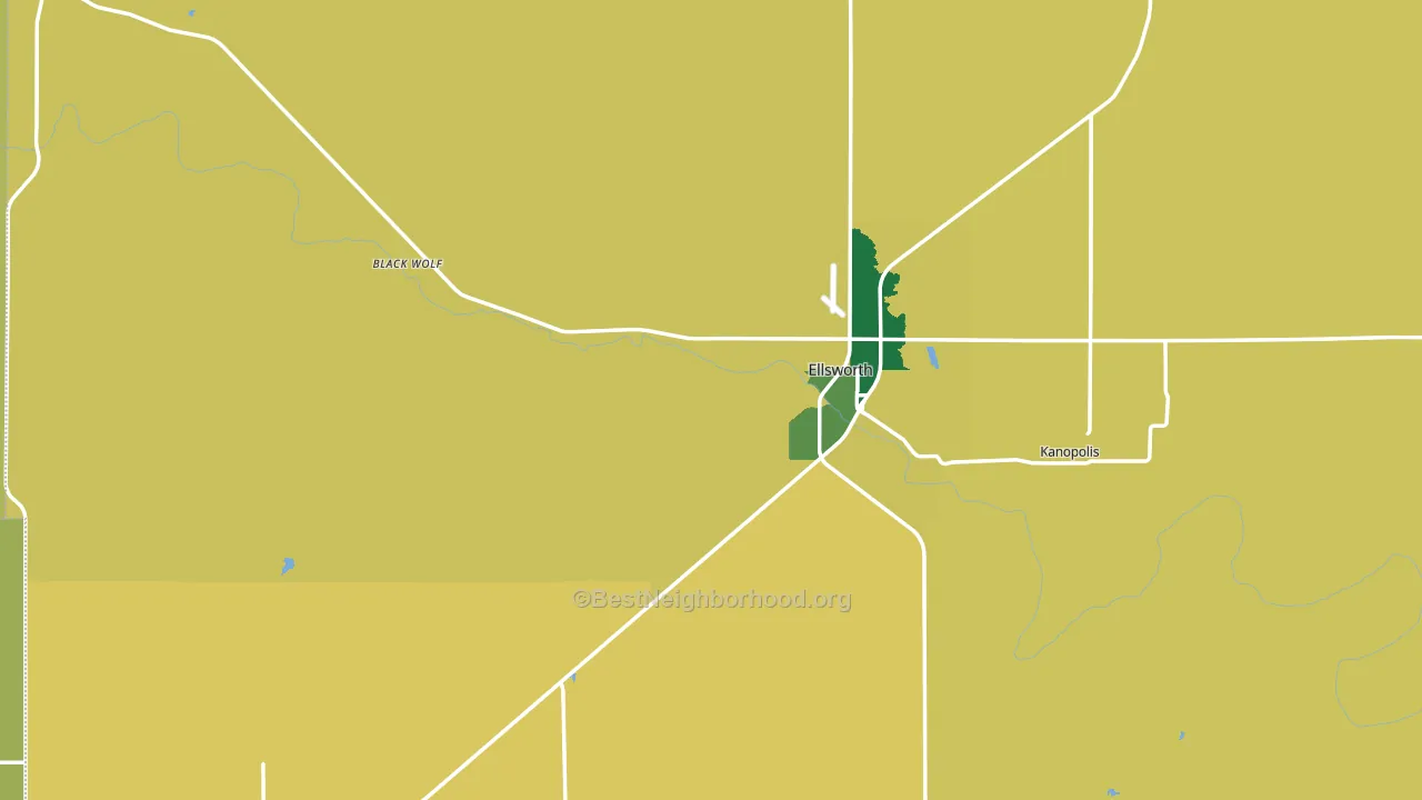 Ellsworth County, KS block-group voter-turnout map