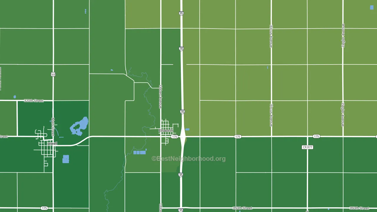 Ellsworth, IA block-group voter-turnout map